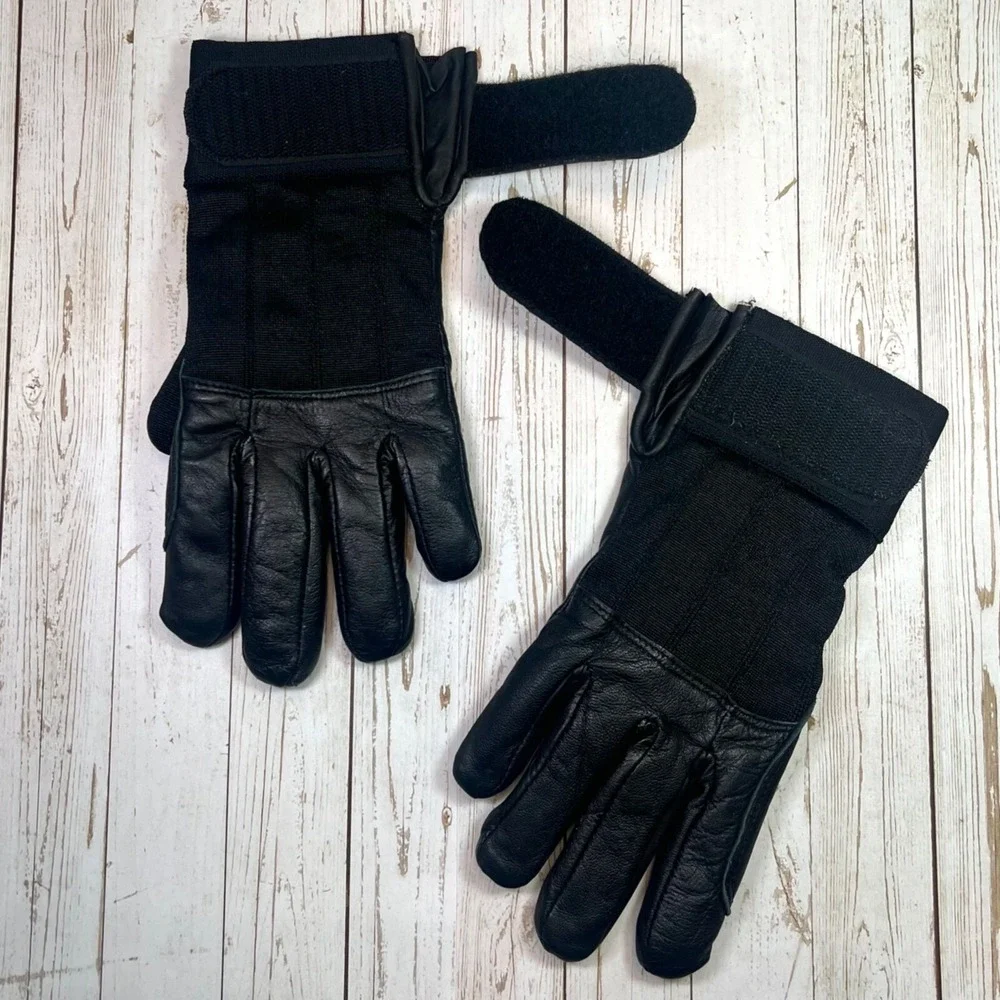 Gordini Leather Driving Gloves Ladies SMALL Black‎ Work Moto Wrist Strap